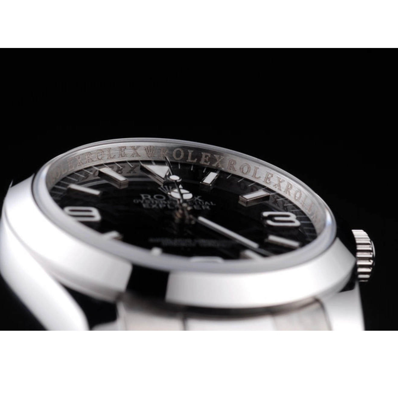 Aaa fake watches Dial Black Steel Polished Explorer 98087 Stainless Rolex 0730